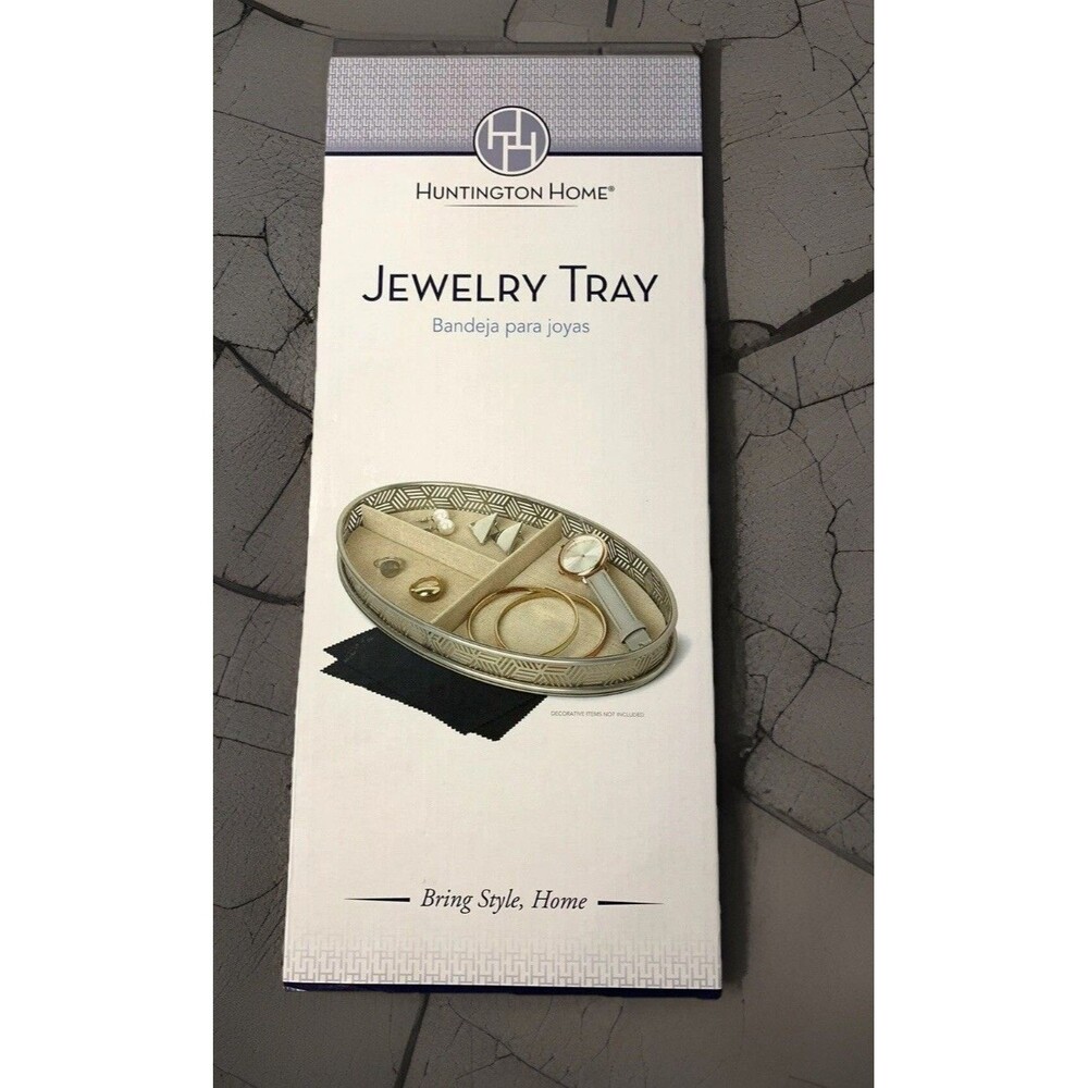 NEW Huntington‎ Home Divided Jewelry Accessories Tray Nickel Plated Fabric